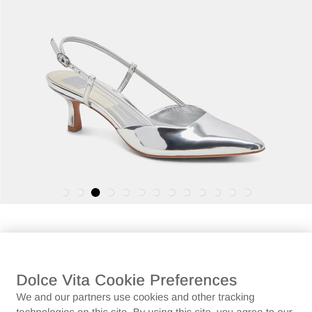 Dolce Vita Silver Slingback Pointed-Toe Kitten Heels